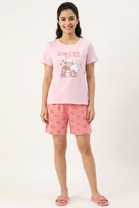 Zivame Farm Lore Knit Cotton Short Set - Light Pink — thumbnail 2